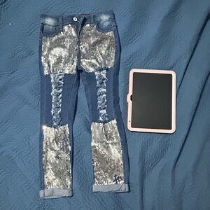 Sequin Embellished Denim Jeans